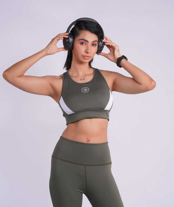 Olive Green Sports Bra High Support